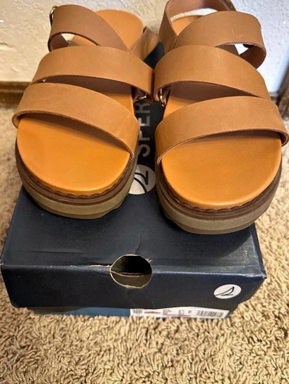 Sperry Cami Flatform Tan Flatform Sandals in Brown US 8.5 Like New